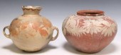 (2) RED & WHITE POTTERY WATER