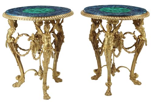 (2) REGENCE STYLE FIGURAL MALACHITE