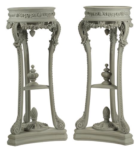 (2) REGENCE STYLE GRAY-PAINTED