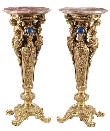(2) REGENCE STYLE MARBLE-TOP ORMOLU