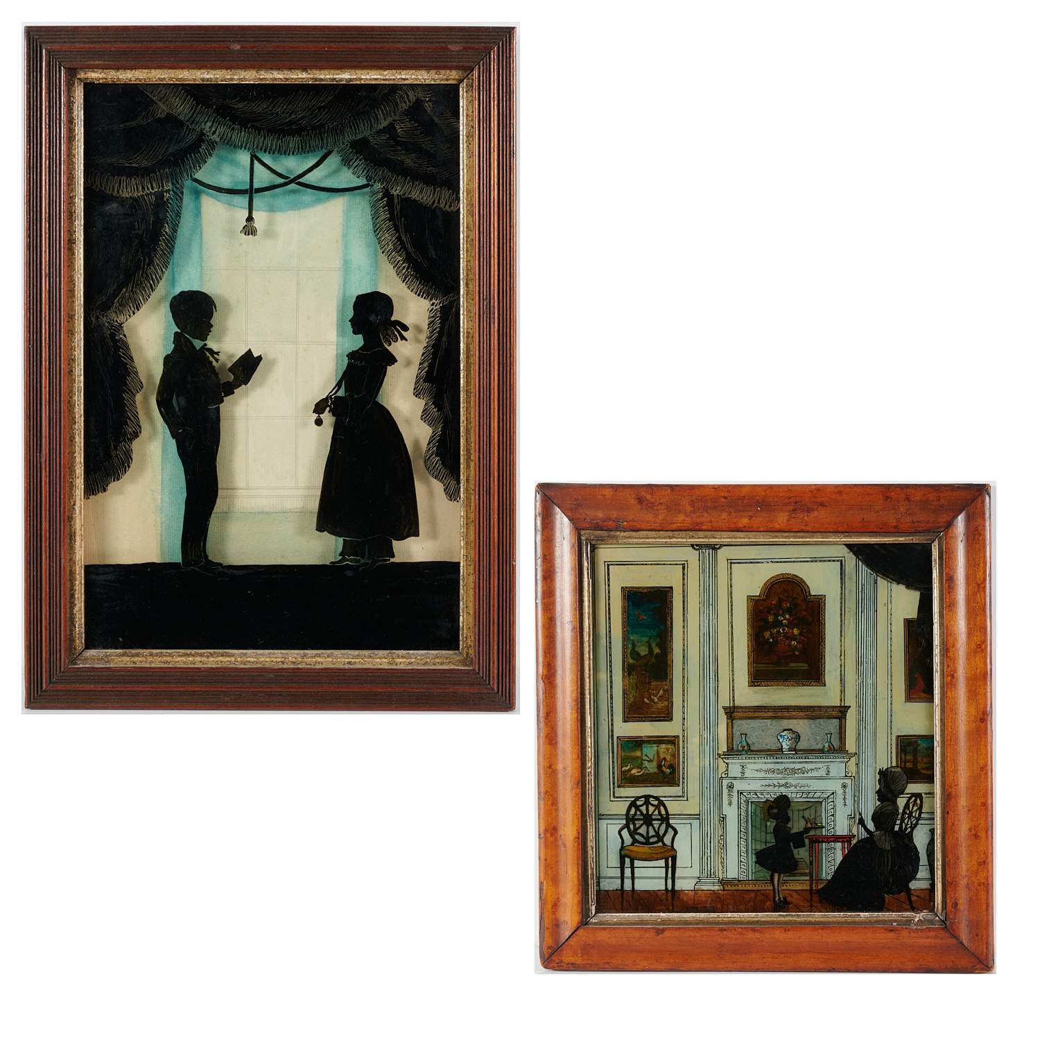 (2) REGENCY REVERSE PAINTED