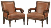 (2) REGENCY STYLE LEATHER UPHO