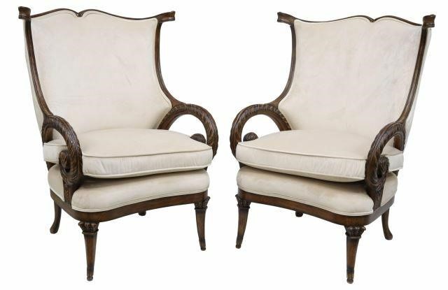 (2) REGENCY STYLE UPHOLSTERED