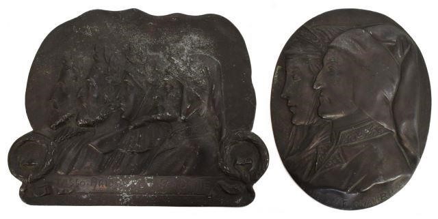 (2) RELIEF PLAQUES POETS, DANTE &