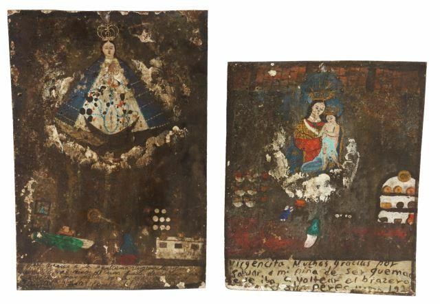 (2) RELIGIOUS EX-VOTO RETABLO