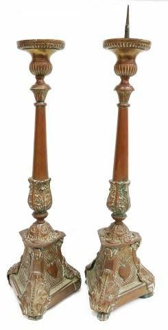 (2) RELIGIOUS REPOUSSE COPPER ALTAR
