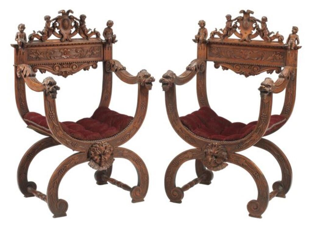 (2) RENAISSANCE REVIVAL CARVED