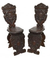 (2) RENAISSANCE REVIVAL CARVED