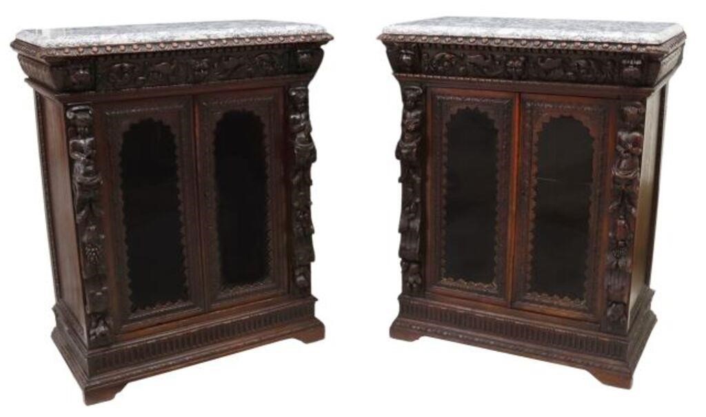 (2) RENAISSANCE REVIVAL LIGHTED OAK