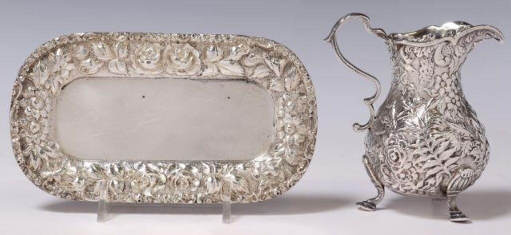 (2) REPOUSSE SILVER STIEFF TRAY &
