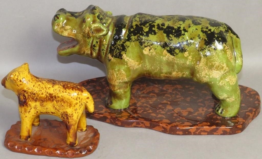 2 REPRODUCTION REDWARE FIGURES BY