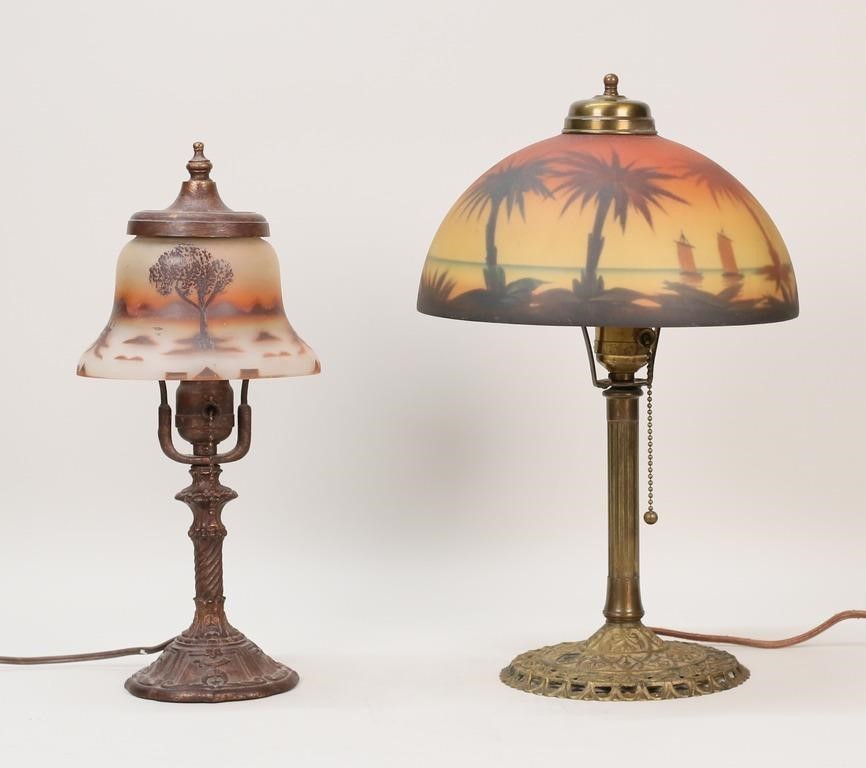 2 REVERSE PAINTED BOUDOIR LAMPS2