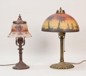 2 REVERSE PAINTED BOUDOIR LAMP