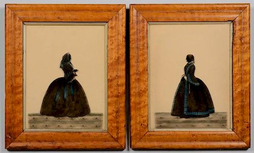 2 REVERSE SILHOUETTE PAINTINGS ON