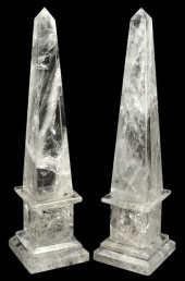 (2) ROCK CRYSTAL OBELISKS, 15.