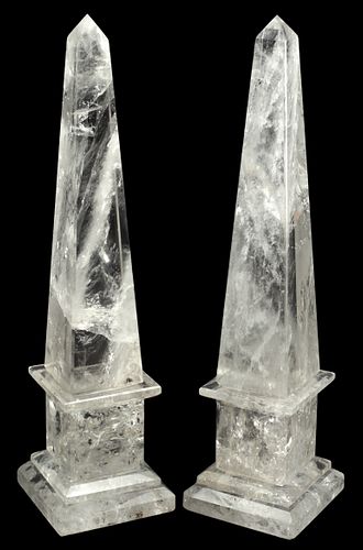 (2) ROCK CRYSTAL OBELISKS,