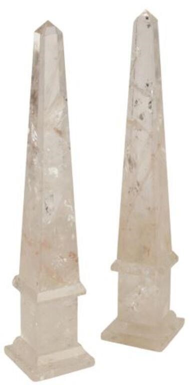(2) ROCK CRYSTAL OBELISKS,