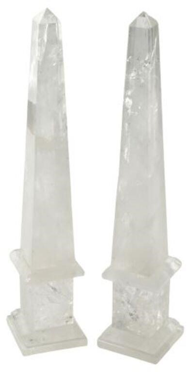 (2) ROCK CRYSTAL OBELISKS,