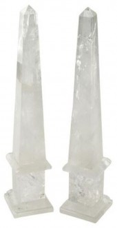 (2) ROCK CRYSTAL OBELISKS, 17"