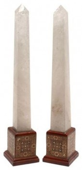 (2) ROCK CRYSTAL OBELISKS ON M