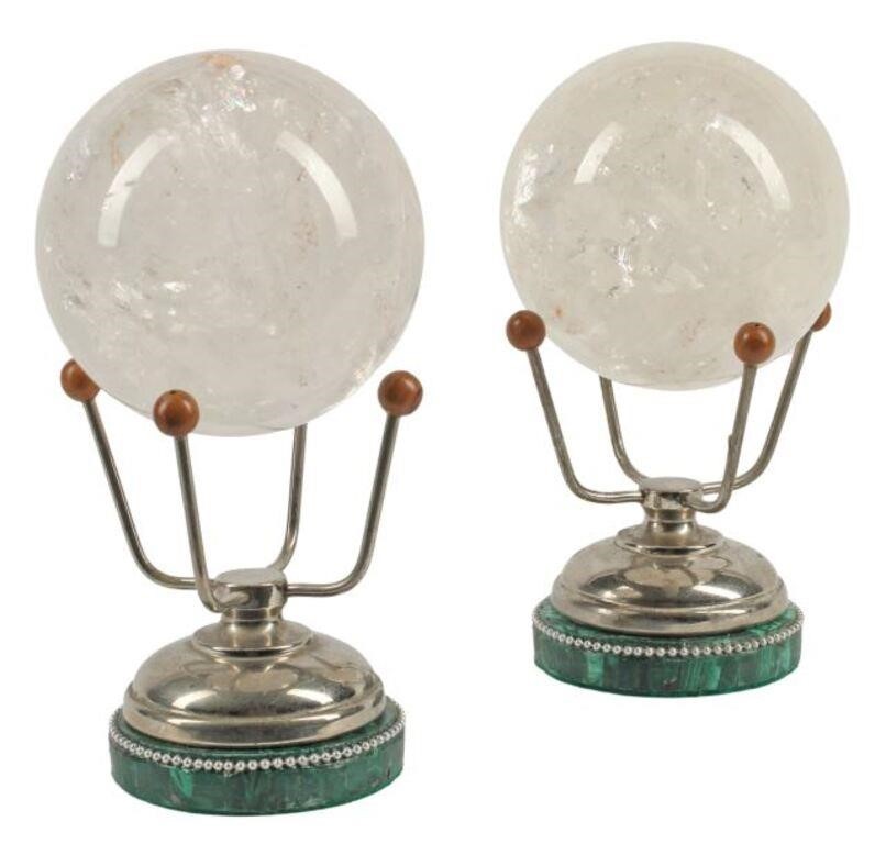(2) ROCK CRYSTAL SPHERES ON