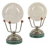 (2) ROCK CRYSTAL SPHERES ON MA