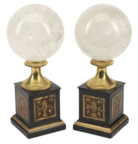 (2) ROCK CRYSTAL SPHERES ON