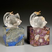 (2) ROCK CRYSTAL SWANS ON LAPI