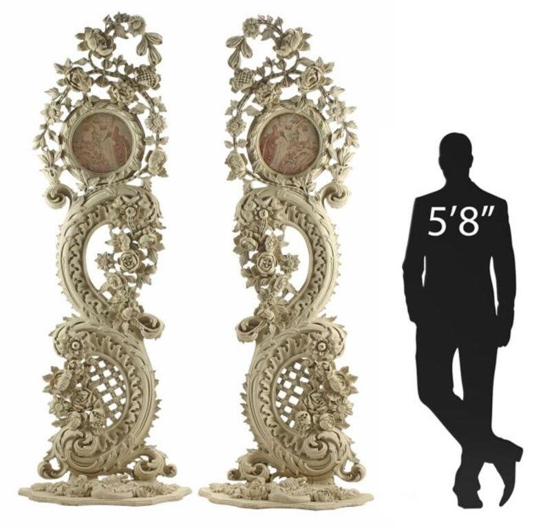 (2) ROCOCO STYLE CARVED & PAINTED