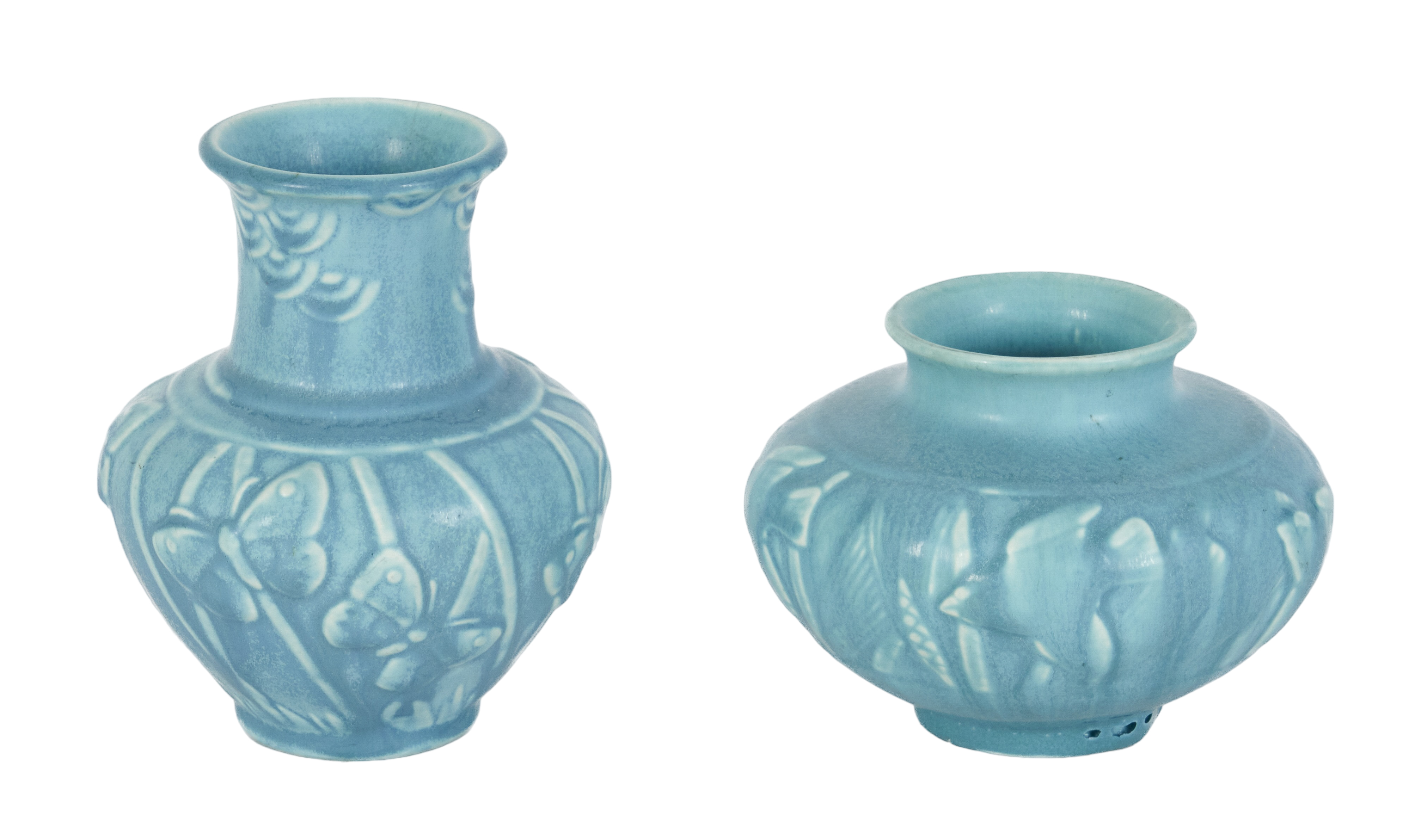 (2) Rookwood embossed vases,