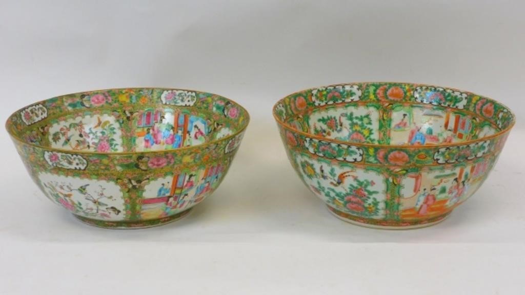 (2) ROSE MEDALLION PUNCH BOWLS.