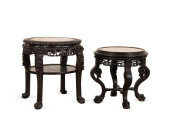 2 ROUND CHINESE PLANT STANDS W