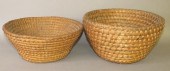 2 ROUND COILED RYE STRAW BASKE