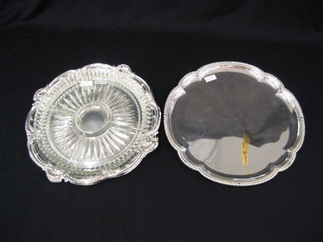 2 Round Silverplate Trays scalloped