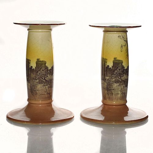 2 ROYAL DOULTON CANDLESTICKS,