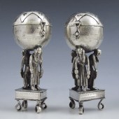 2 RUSSIAN JUDAICA FIGURAL SHAK