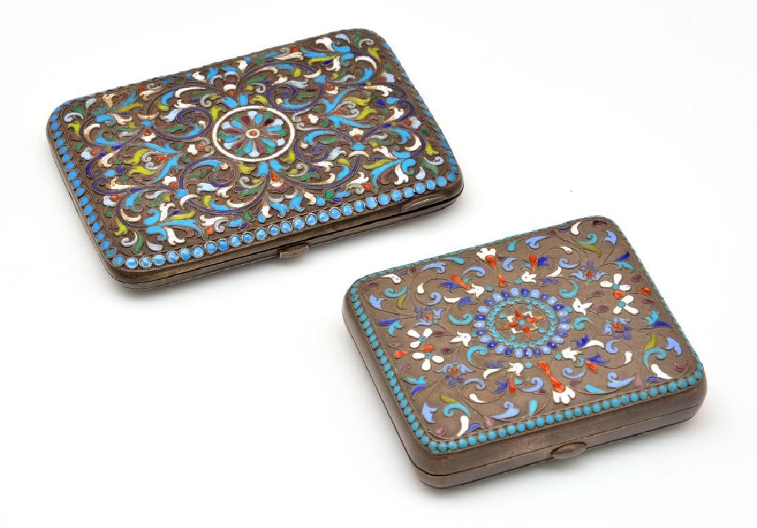 2 RUSSIAN SILVER & ENAMEL CIGARETTE
