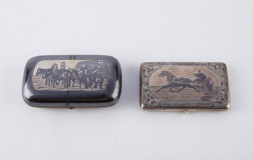 2 RUSSIAN SILVER NIELLO CASES