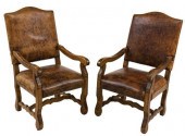 (2) RUSTIC HIGHBACK LEATHER &