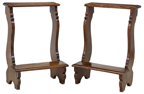 (2) RUSTIC ITALIAN CARVED WALNUT
