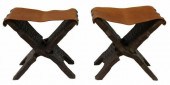(2) RUSTIC LEATHER SEAT FOLDIN