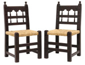 (2) RUSTIC SPANISH CARVED RUSH