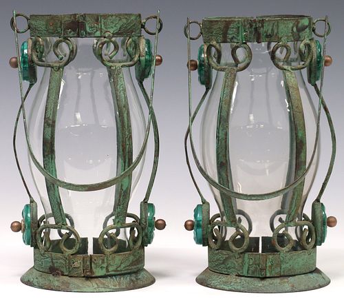 (2) RUSTIC VERDIGRIS PATINA HANGING
