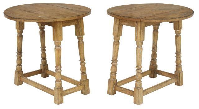 (2) RUSTIC WOOD DROP LEAF SIDE