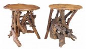 (2) RUSTIC WOOD & KNOTTED ROOT