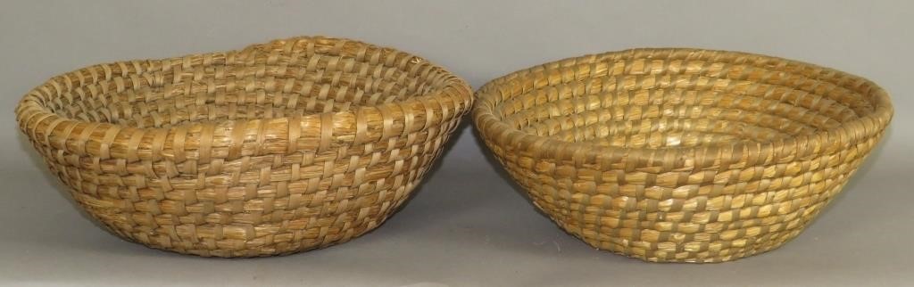 2 RYE STRAW BASKETSca. 19th-early