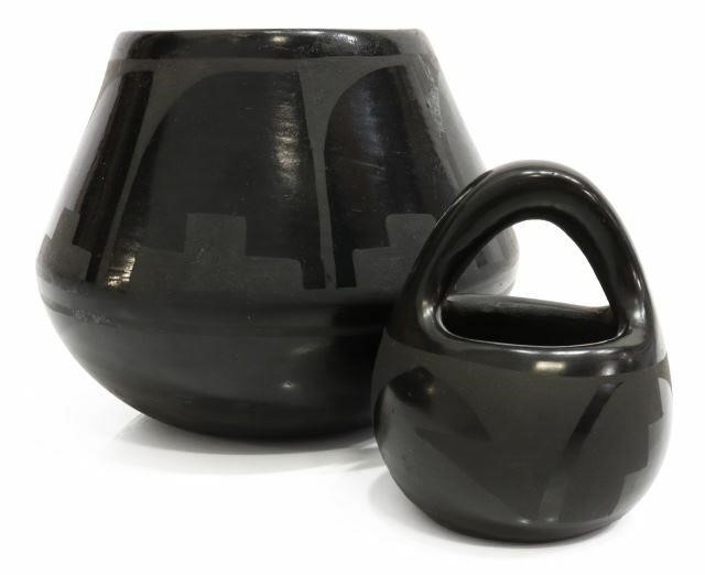 (2) SANTA CLARA PUEBLO BLACK GLAZED