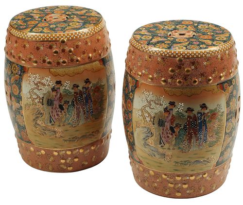 (2) SATSUMA-STYLE CERAMIC GARDEN