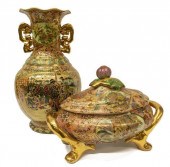(2) SATSUMA STYLE PORCELAIN VA