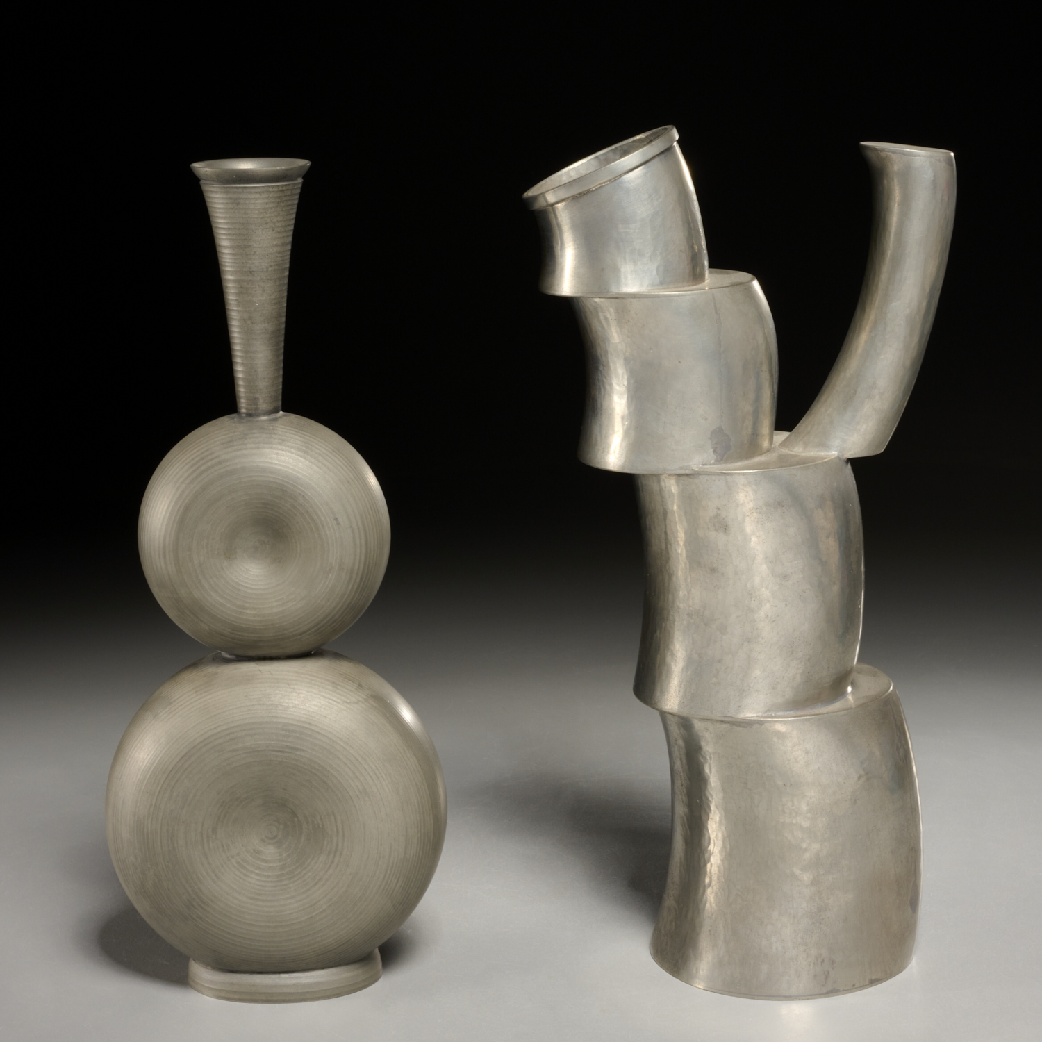 (2) SCANDINAVIAN MODERN PEWTER